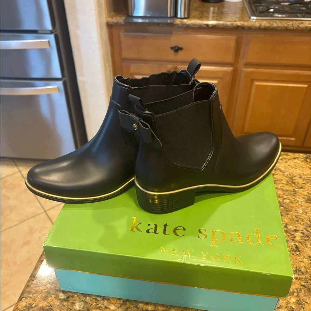kate Spade Black Boots with Gold Trim
